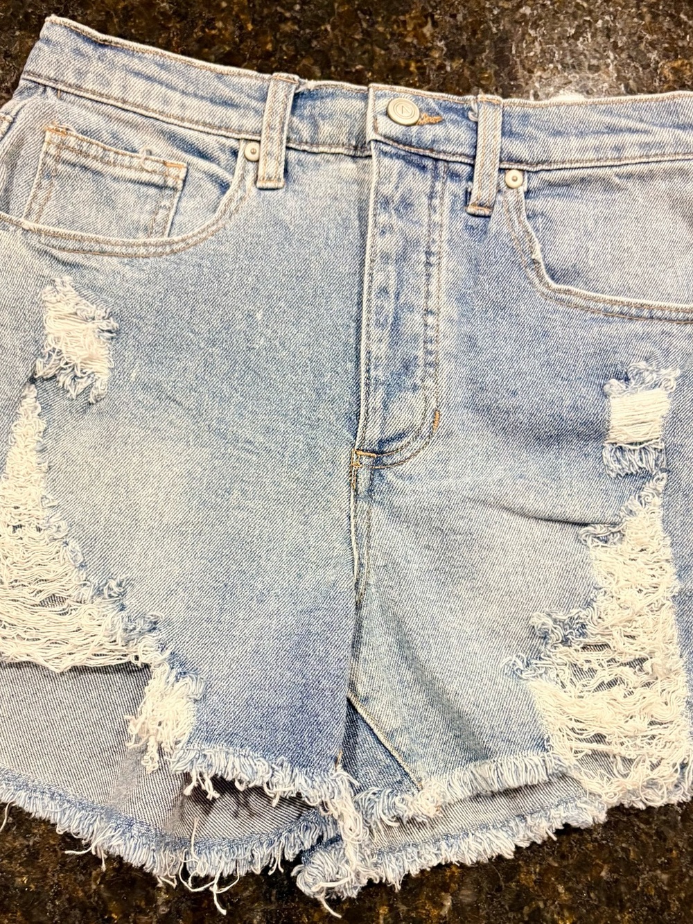 Women’s Light Blue Distressed Denim Jean Shorts